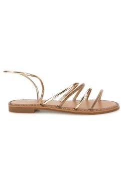 Flache Sandalen aus Platin mit Strasssteinen PRE9350-MON DIEU Outlet