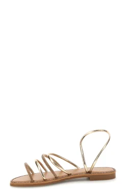 Flache Sandalen aus Platin mit Strasssteinen PRE9350-MON DIEU Outlet
