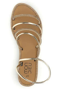 Flache Sandalen aus Platin mit Strasssteinen PRE9350-MON DIEU Outlet