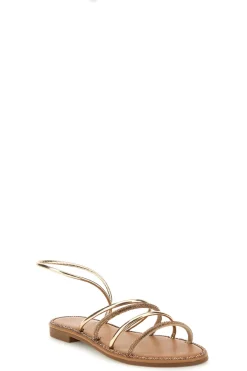 Flache Sandalen aus Platin mit Strasssteinen PRE9350-MON DIEU Outlet