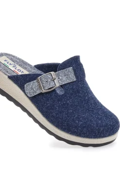 90440W68FR Blaue Hausschuhe mit verstellbarer Schnalle und zweifarbiger Sohle-FLY FLOT Discount