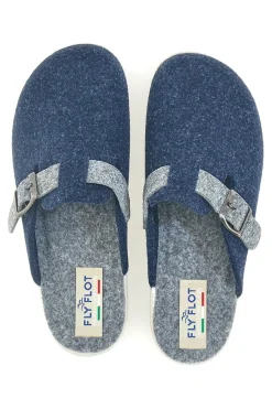 90440W68FR Blaue Hausschuhe mit verstellbarer Schnalle und zweifarbiger Sohle-FLY FLOT Discount