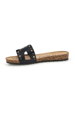 18108 Schwarz Nieten Hausschuhe-FUN BEACH Clearance