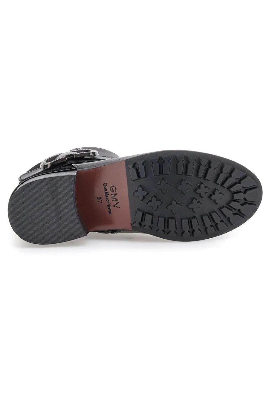 Gianmarco Venturi TR0330 e Stiefeletten mit Riemen und Schnalle, mittlerer Absatz-GMV Outlet