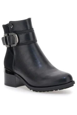 Gianmarco Venturi TR0330 e Stiefeletten mit Riemen und Schnalle, mittlerer Absatz-GMV Outlet