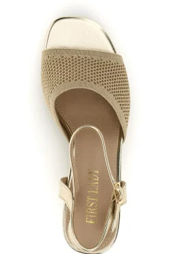 Gold Sandalen breite Ferse Riemen Erste Dame P694-FIRST LADY Outlet