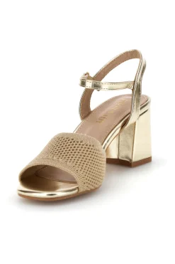 Gold Sandalen breite Ferse Riemen Erste Dame P694-FIRST LADY Outlet