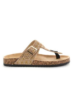 Gold Zehensteg Hausschuhe mit Strass 15612-PRIMA RIGA Outlet