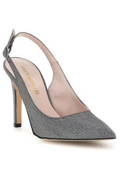 Graue Pumps mit Glitzer und Riemen 3016-PITTARELLO COUTURE New