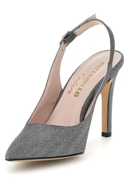 Graue Pumps mit Glitzer und Riemen 3016-PITTARELLO COUTURE New