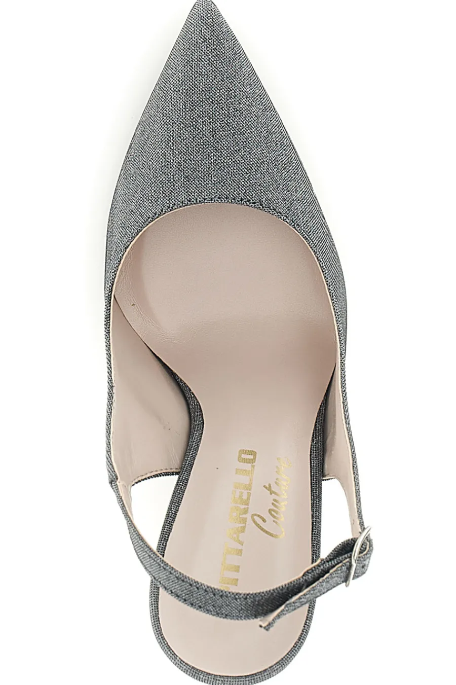 Graue Pumps mit Glitzer und Riemen 3016-PITTARELLO COUTURE New