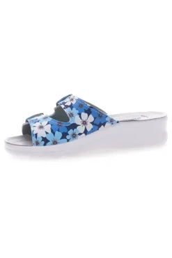 Hausschuhe mit blauen Blumen und doppeltem Anti-Rutsch-Band 122F-BEST MEDICAL New
