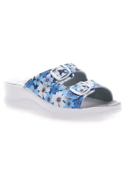 Hausschuhe mit blauen Blumen und doppeltem Anti-Rutsch-Band 122F-BEST MEDICAL New