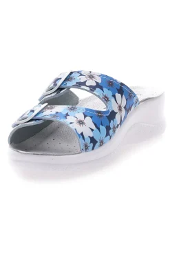 Hausschuhe mit blauen Blumen und doppeltem Anti-Rutsch-Band 122F-BEST MEDICAL New