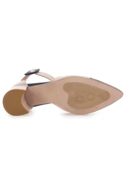 Hautfarbene Pumps mit blauer Spitze und Blockabsatz PICTARELLO 113-PITTARELLO