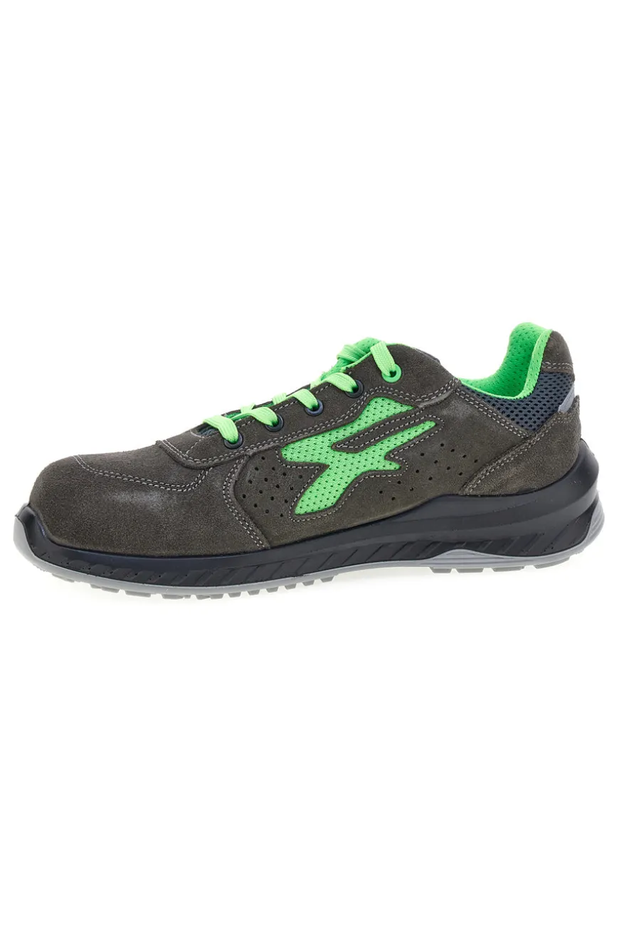 Herren grau-grüne Leder Sicherheitshalbschuhe U. Power Denver S ESD
