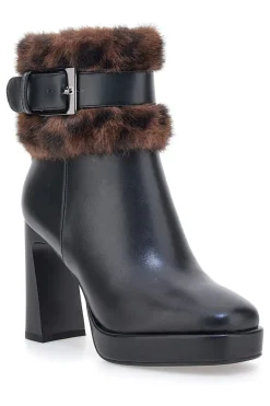 9384M e Stiefeletten mit hohem Absatz, Riemen und Pelzbesatz-LAURA BIAGIOTTI Clearance