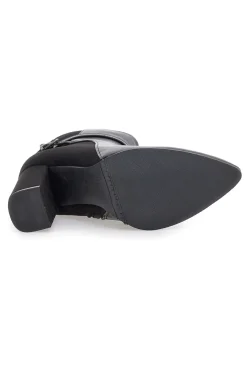 6001 Schwarze Stiefeletten mit hohem Absatz und Knöchelriemen-LE HAVRE PARIS Discount