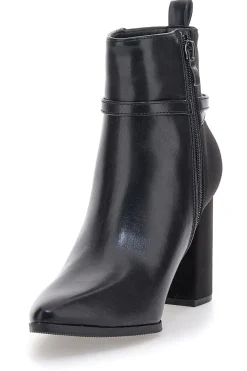 6001 Schwarze Stiefeletten mit hohem Absatz und Knöchelriemen-LE HAVRE PARIS Discount