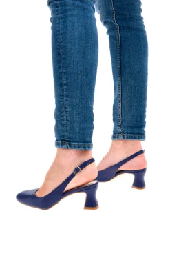 Marineblaue Slingback-Pumps mit niedrigem Absatz 3608-PITTARELLO GLAM Hot