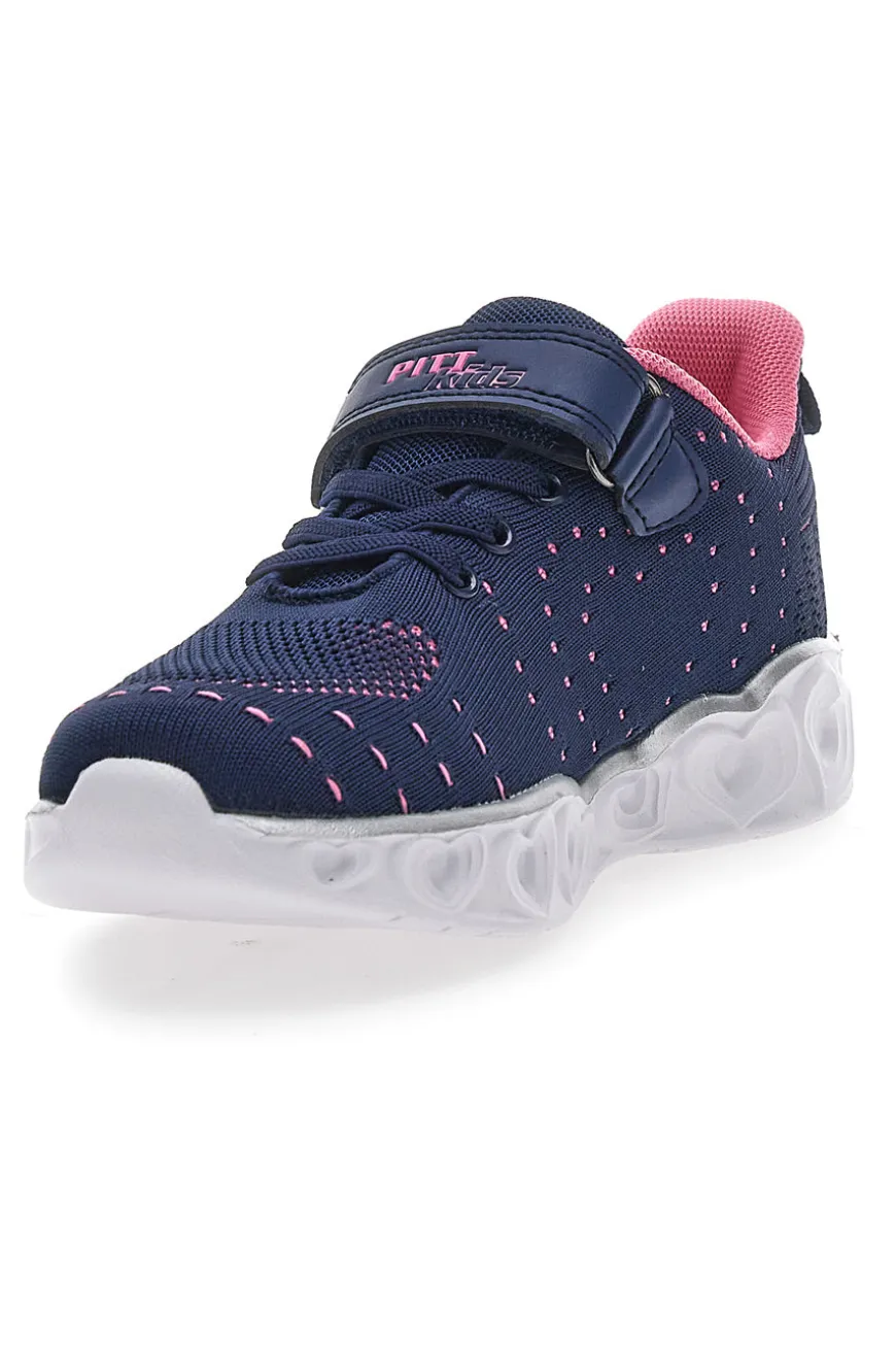 Marineblaue und rosa Sneakers mit Lichtern PITT KIDS K23121