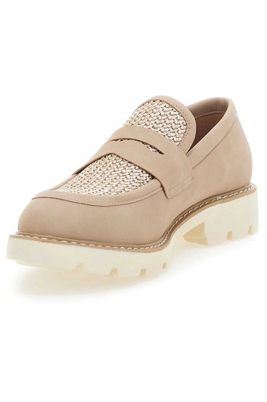 Mocassini beige con bocca di leone e Suola Bianca KMD25S15G-LE HAVRE PARIS Hot