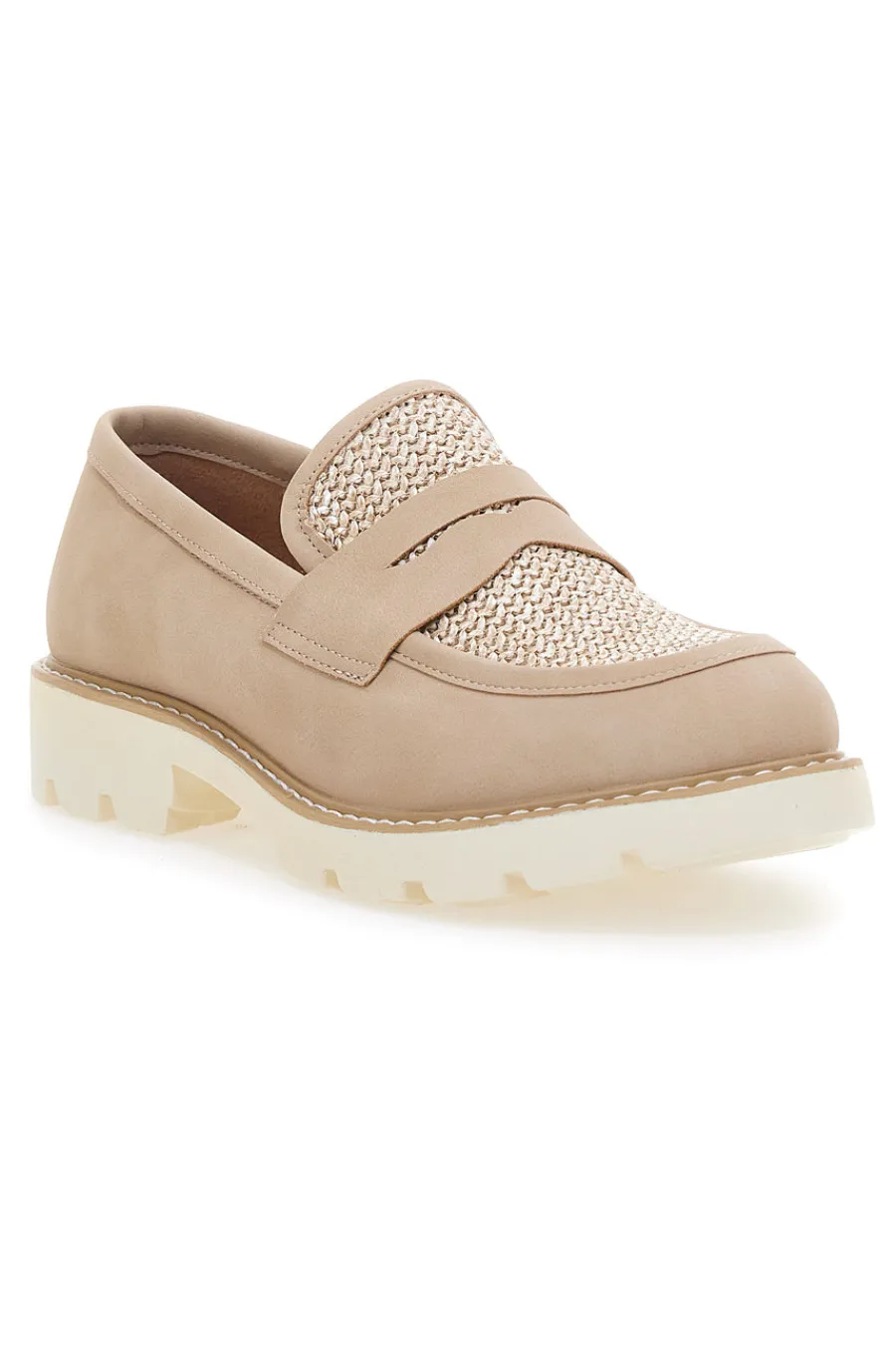 Mocassini beige con bocca di leone e Suola Bianca KMD25S15G-LE HAVRE PARIS Hot