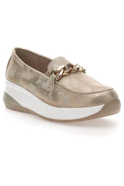 Mocassini Beige con Fibbia Dorata E800-ENERGY