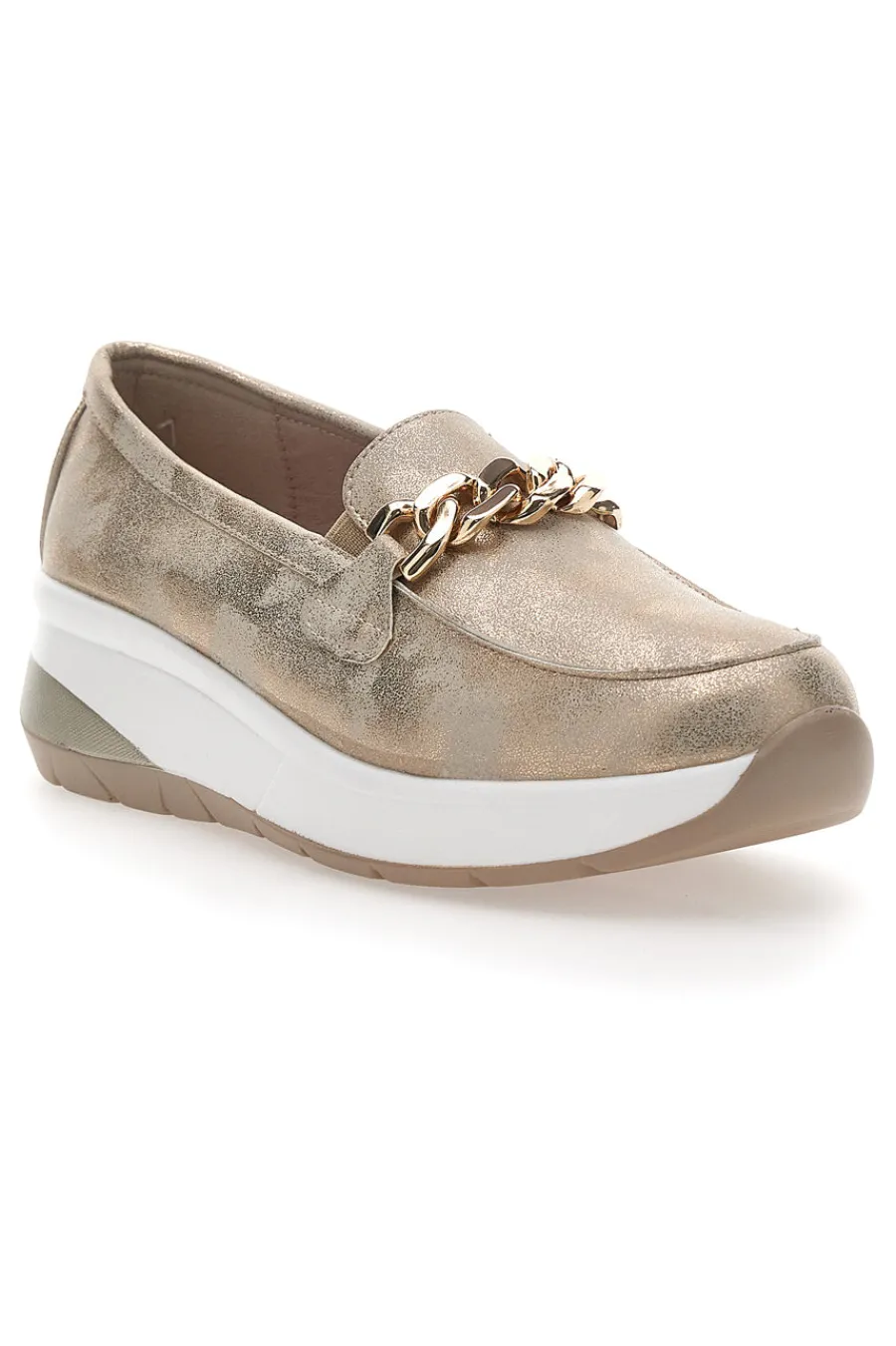 Mocassini Beige con Fibbia Dorata E800-ENERGY