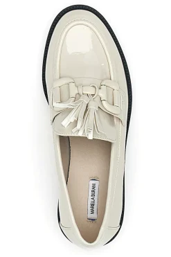 Mocassini beige effetto lucido con nappine 50884681-MARIELLA BURANI New
