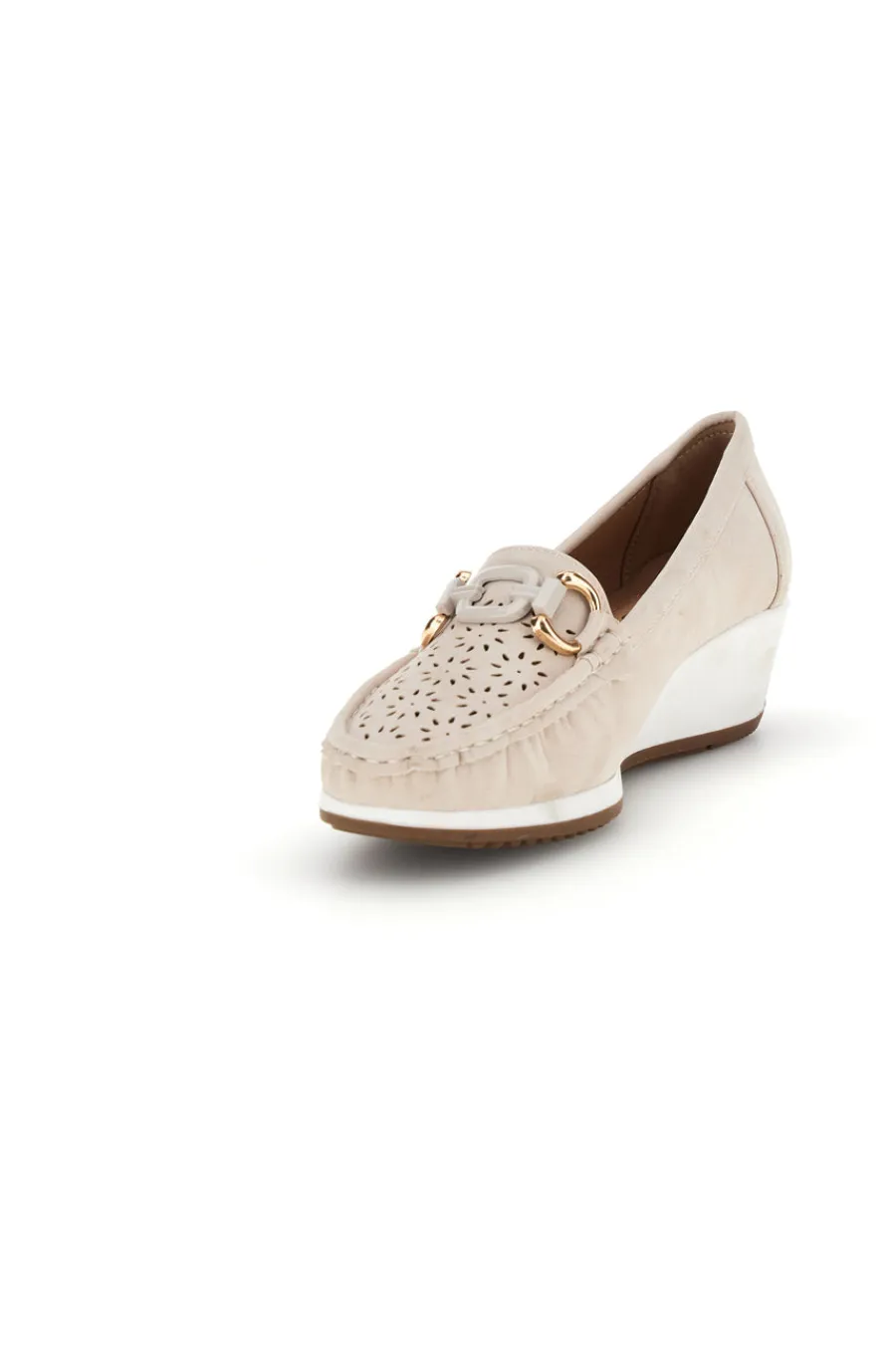 Mocassini beige traforati con zeppa MINA910-MIO TEMPO Online