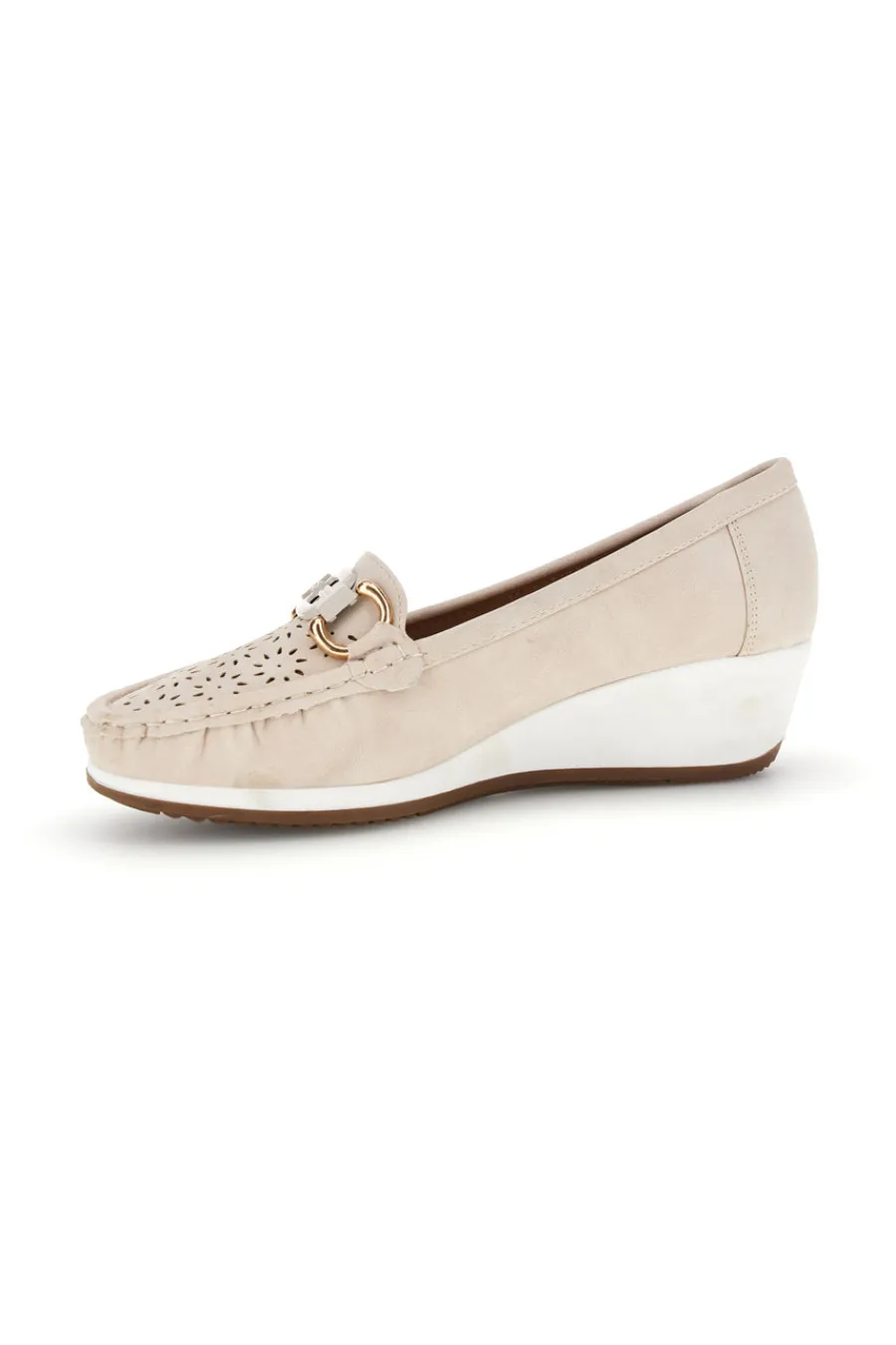 Mocassini beige traforati con zeppa MINA910-MIO TEMPO Online