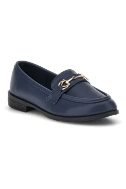 Mocassini blu in tessuto con morsetto P675-FIRST LADY