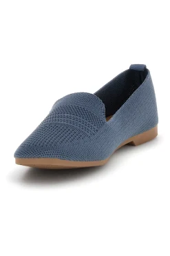 Mocassini blu in tessuto traforato P674-FIRST LADY