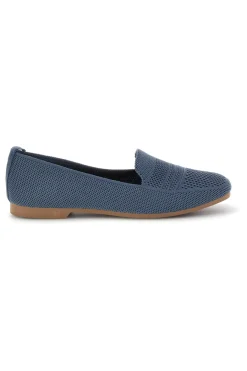 Mocassini blu in tessuto traforato P674-FIRST LADY