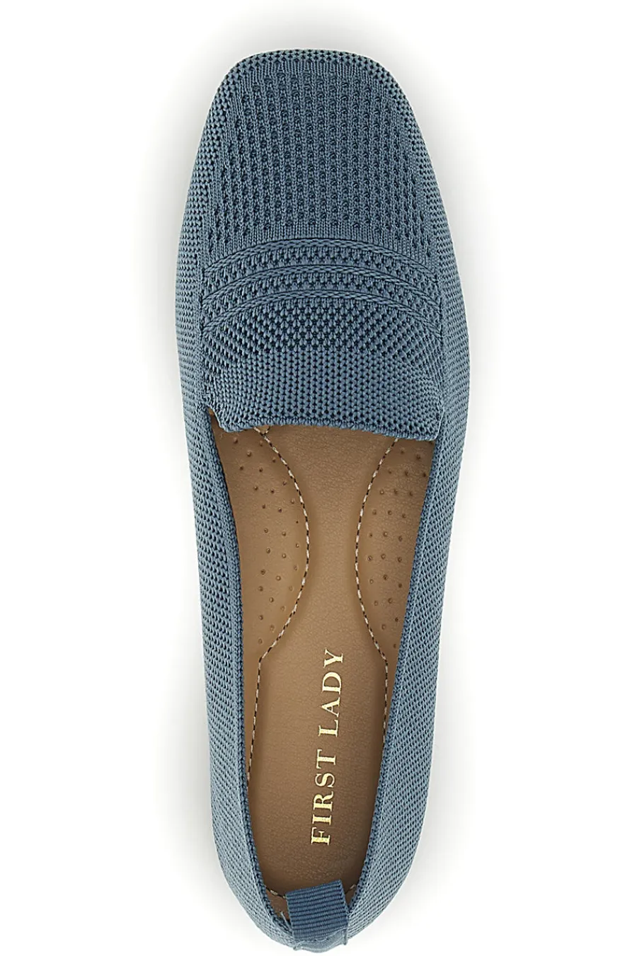 Mocassini blu in tessuto traforato P674-FIRST LADY
