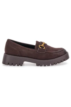 Mocassini marroni con suola carrarmato e dettaglio catena KMY11D-TALEMI Discount