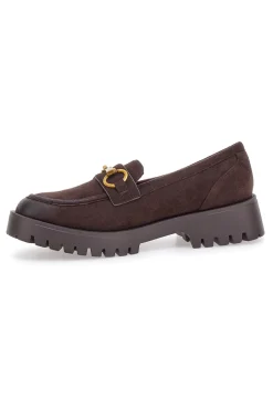 Mocassini marroni con suola carrarmato e dettaglio catena KMY11D-TALEMI Discount