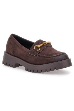 Mocassini marroni con suola carrarmato e dettaglio catena KMY11D-TALEMI Discount