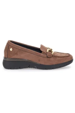 Mocassini Marroni Effetto Suede Con Catenina IC020042-INBLU Sale