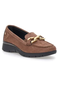Mocassini Marroni Effetto Suede Con Catenina IC020042-INBLU Sale