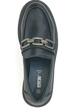 Mocassini Neri Con Catenina Oro 1301-ENERGY Discount