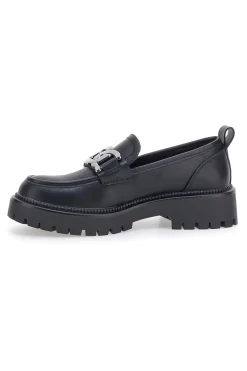 Mocassini neri con morsetto argento 24126019-PITTARELLO CAPSULE Sale