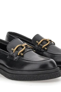 Mocassini neri con morsetto dorato 2003-PITTARELLO CLASS Outlet