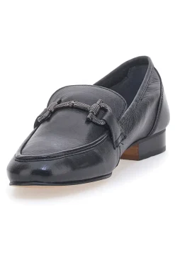 Mocassini Neri con Morsetto Made in Italy in Vera Pelle A600102-PITTARELLO GLAM