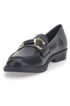 Mocassini Neri con Morsetto Oro 2402-TALEMI Discount