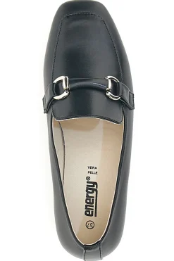 Mocassini Neri Con Tacco e Punta Quadrata Da Donna 1400-ENERGY New