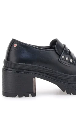 Mocassini Neri Platform con Brillantini 01-BETTYFLOWERS Discount