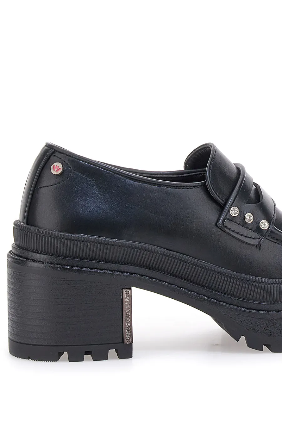 Mocassini Neri Platform con Brillantini 01-BETTYFLOWERS Discount