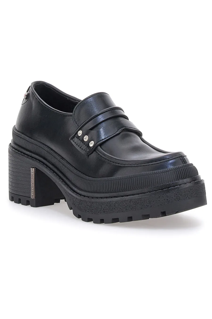 Mocassini Neri Platform con Brillantini 01-BETTYFLOWERS Discount